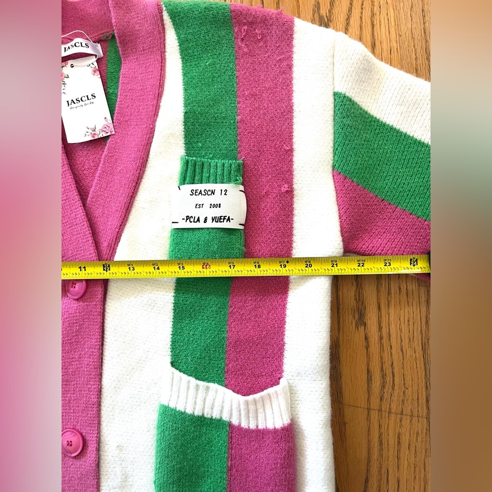 JASCLS Striped Cardigan. Size medium. New with tags. - Picture 8 of 9